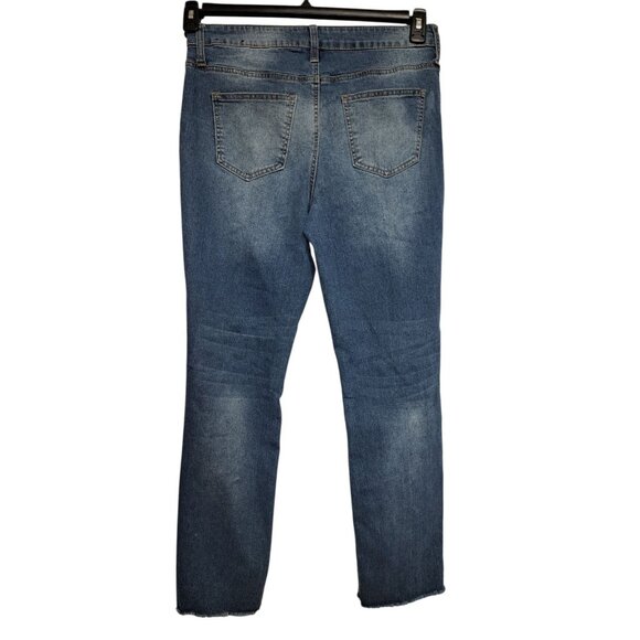 Copperflash Womens High Rise Distressed Skinny Jeans Blue 12 Raw Hem Ripped - Picture 7 of 11